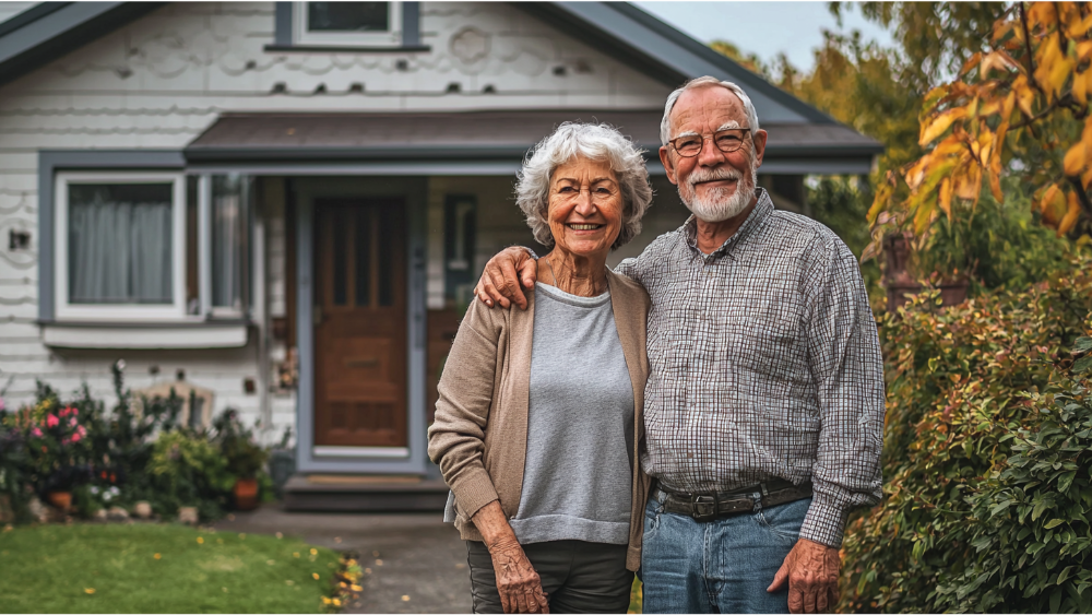 An older couple in front of their ADU