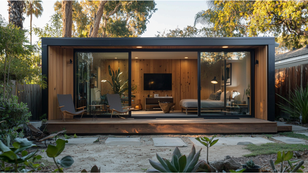 An ADU in the backyard of a home in california