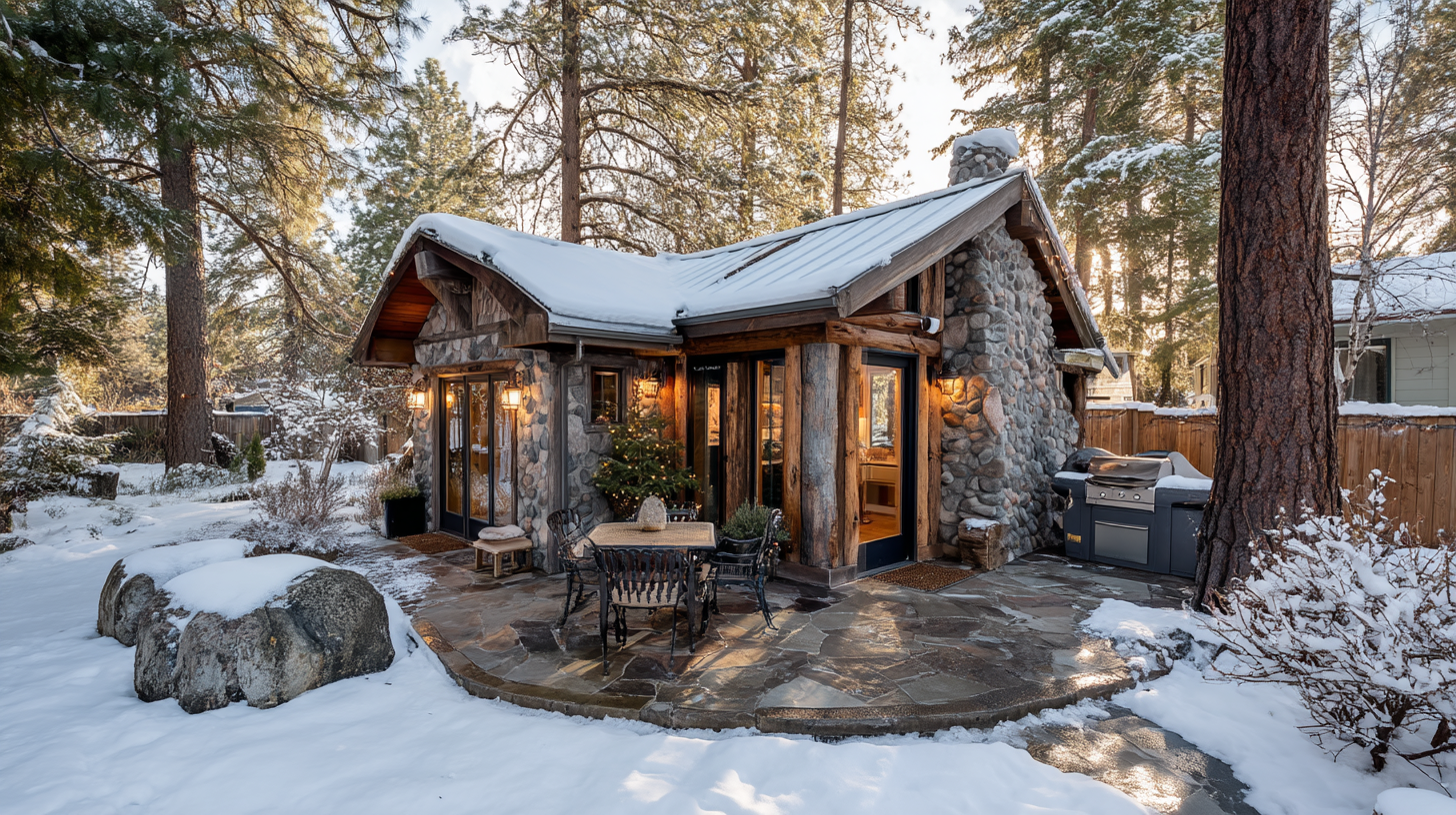 contentcreationteamkova Rustic log style ADU nestled in a light 756c8201 8251 4699 b986 144b10779212