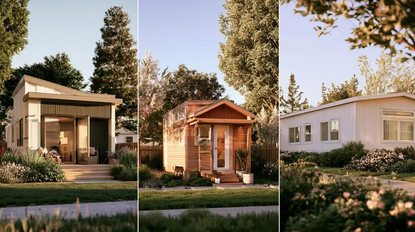 Comparison of a foundation-based tiny ADU, tiny house on wheels, and manufactured home in California