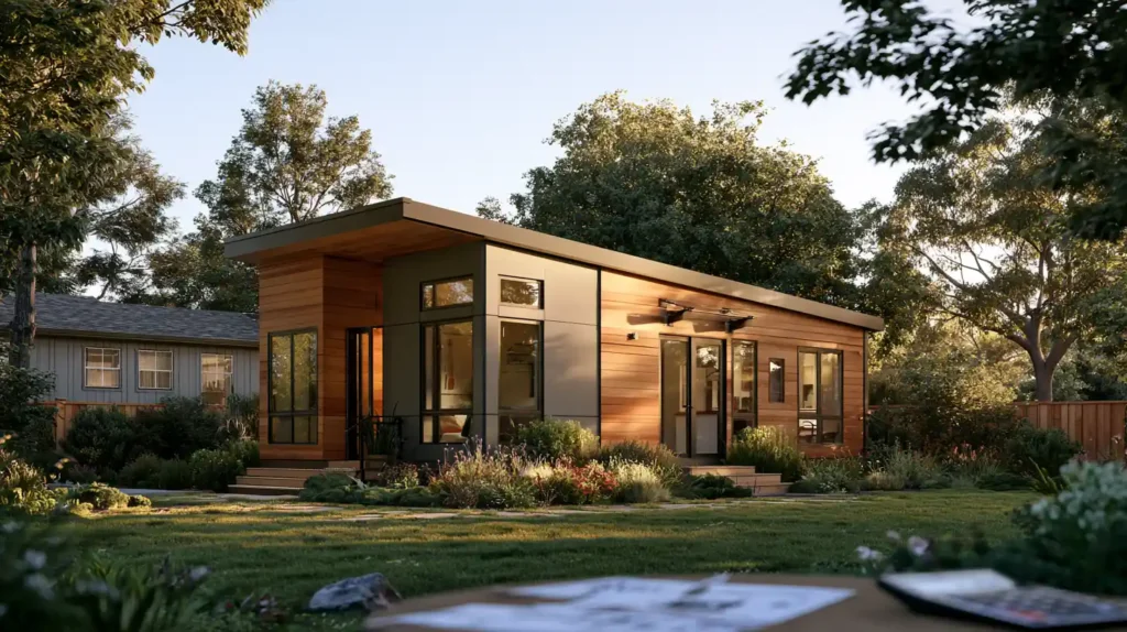 Modern California tiny ADU on a permanent foundation representing tiny home financing and long-term property investment.