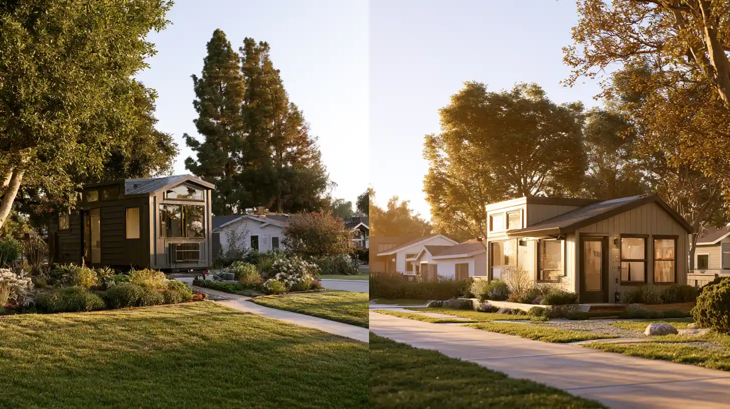 Comparison of a purchased prebuilt tiny home and a custom-built ADU-style tiny home in California