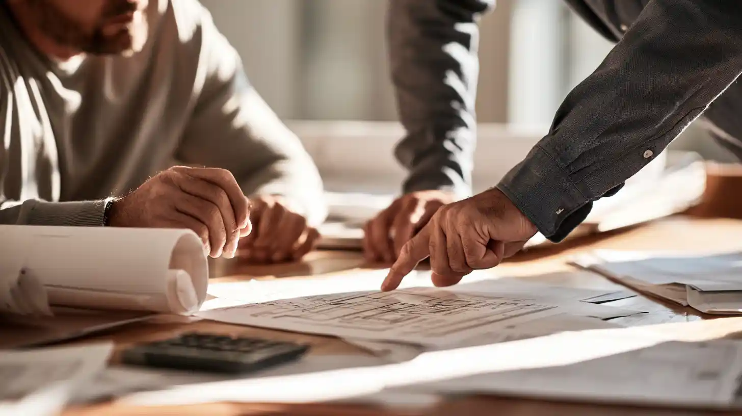 Homeowner reviewing an ADU construction contract and payment details with a builder