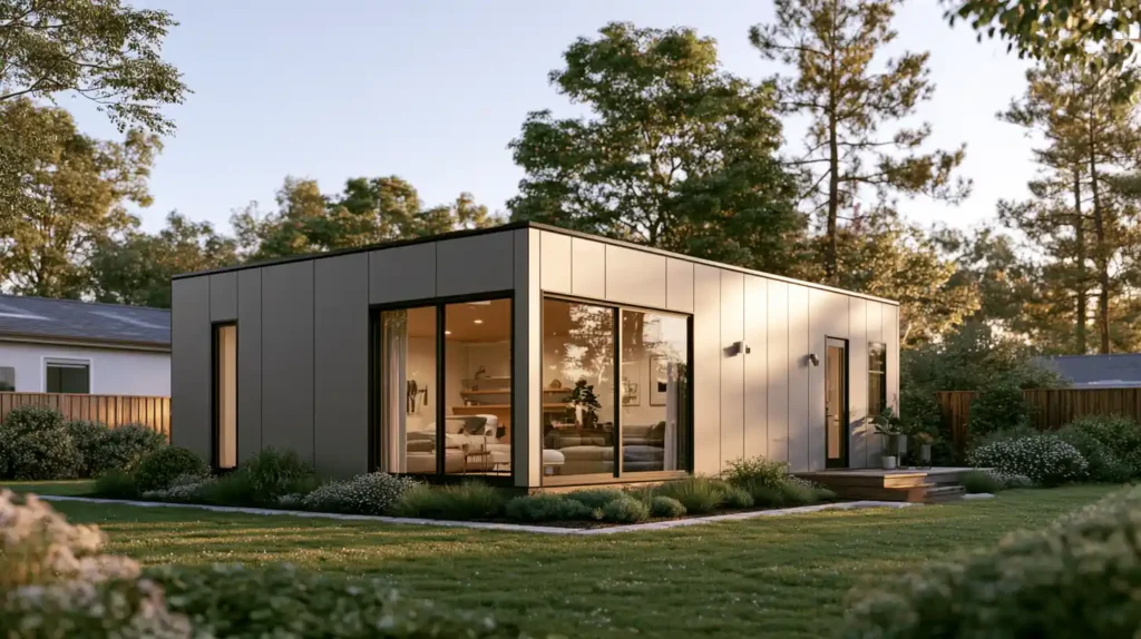 Modern tiny home ADU legally placed on private residential land in California