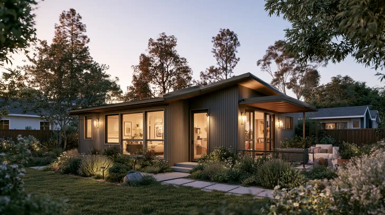 California backyard ADU designed with space for senior accessibility and site requirements