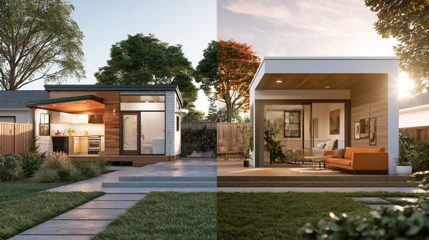 Comparison of a California tiny home and permitted accessory dwelling unit