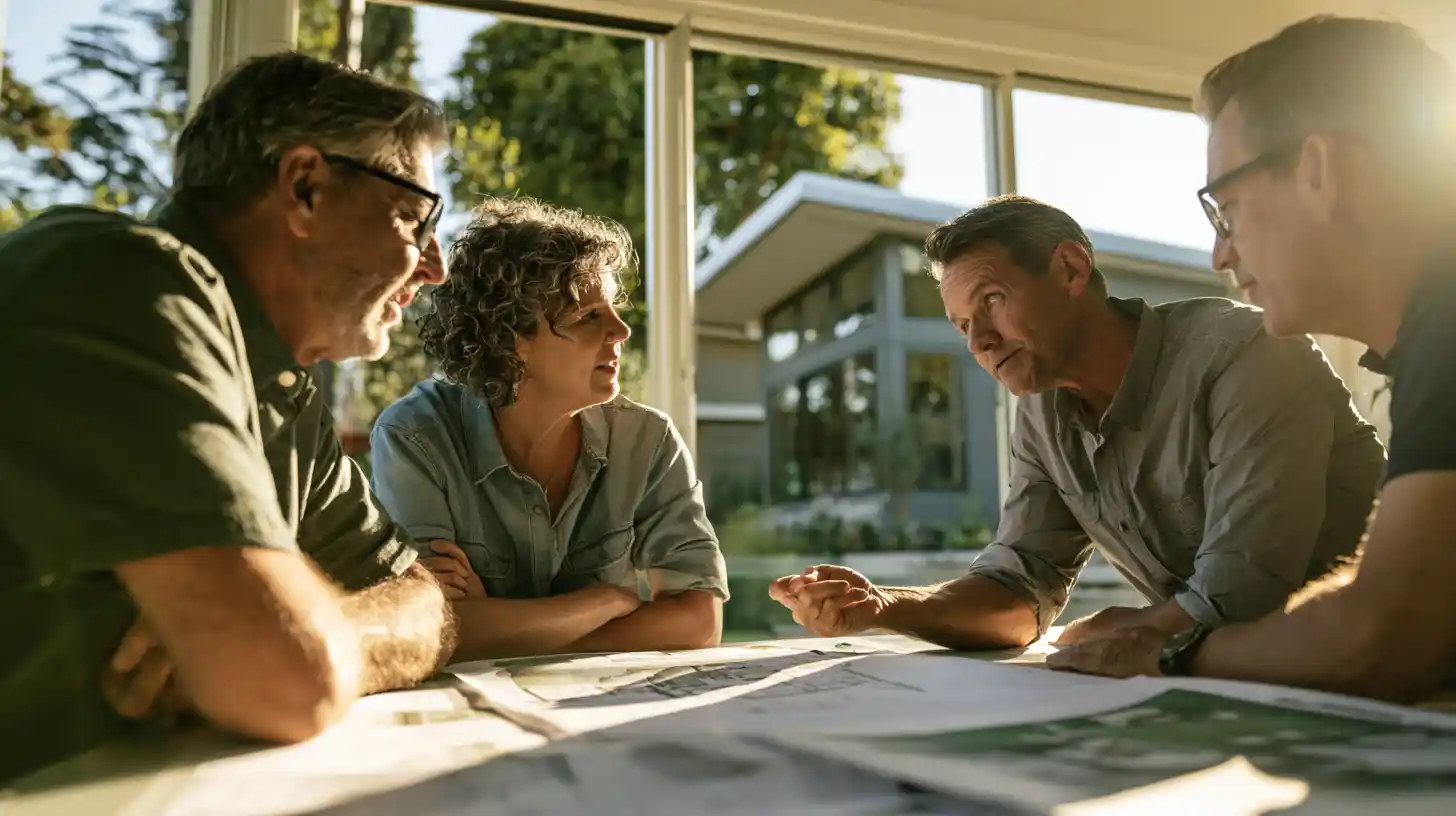 Homeowner consulting with an ADU builder about a California ADU construction project
